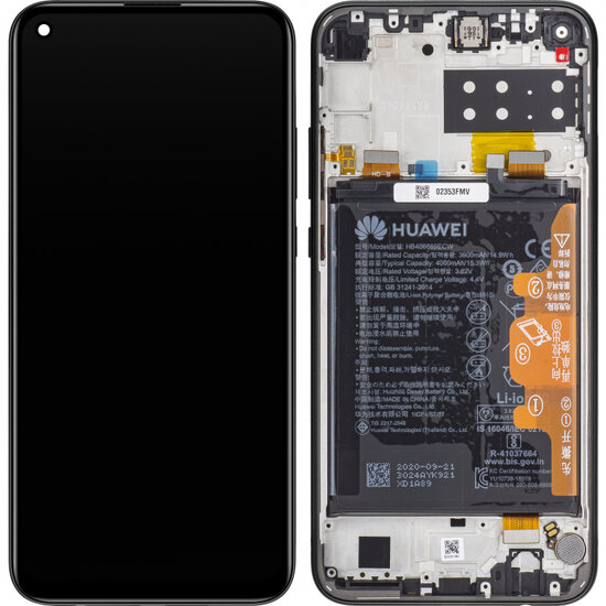 Huawei P40 Lite E-LCD Display Module + Battery- Black
