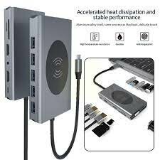 13 in 1 USB C Hub to HD-compatible Rj45 VGA SD TF Card Audio USB 3.0 2.0 Wireless charger Multiport Adapter 