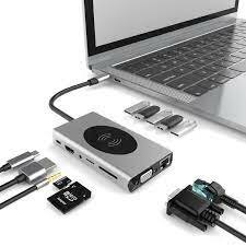 13 in 1 USB C Hub to HD-compatible Rj45 VGA SD TF Card Audio USB 3.0 2.0 Wireless charger Multiport Adapter 